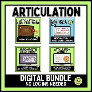Articulation Speech Therapy Digital Activities Bundle No Log Ins