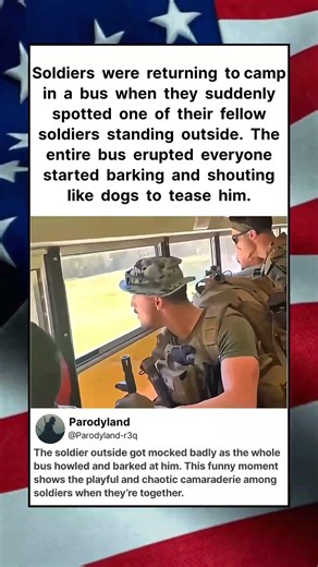Soldiers were returning to camp in a bus when they suddenly spotted one of their fellow #shorts
