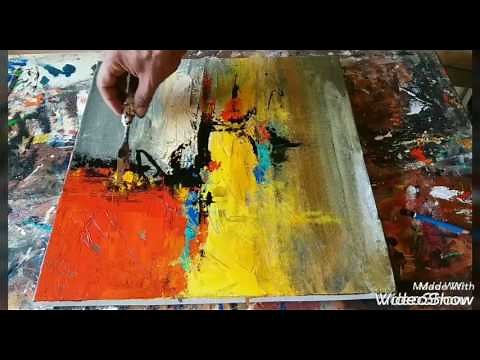 Acrylic abstract painting demonstration #Palette knife blending