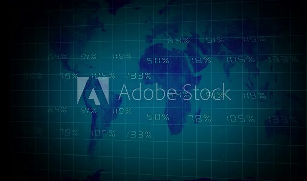 Interactive world map with financial charts and grid lines, sleek modern representation of global data. Digital World Map with Financial Data Overlay and Grid Lines global statistics.