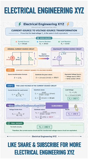 Source transformation solved example 2 #electronics #circuits