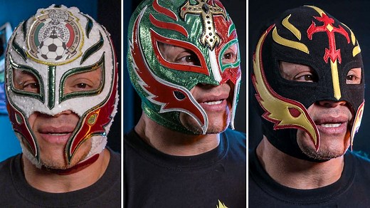 Rey Mysterio shows off some of the most important masks from his extensive collection, including his first mask and one inspired by Mexico’s national soccer team. | WWE