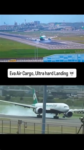 Aviation Knowledge on Instagram: "🚨 THE HARDEST LANDING YOU’LL SEE TODAY 😱✈️ This Boeing 777 operated by EVA Air Cargo slammed onto the runway in Taipei 🇹🇼 — and this wasn’t just a “firm” touchdown. 🔍 What makes this sequence critical: Excessive vertical energy at first contact. Clear bounce — the aircraft lifts back into the air. Reverse thrust starting while still airborne — one of the worst moments to add asymmetry and drag. ⚠️ Why this matters: Reverse during a bounce can destabilize th