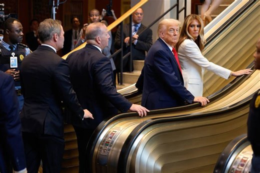 Alarming video footage exposes Trump's claim he was 'nearly maimed by escalator'