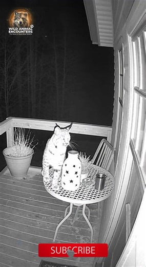 Wild Animal Encounters on Instagram: "POV: That moment you realize the "cat" on your porch isn't just a stray. This bobcat was looking for trouble, and it found the camera. Would you try to scare it off or just let it roam? #wildlife #WildAnimalEncounters #Bobcat #PorchVisitor #DoorbellCam #NightProwler #USA #Canada"