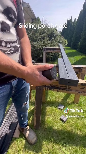 How to build a sliding porch gate #homeimprovement #learnontiktok #diycarpentry #diytips #carpentry #carpentrytips #fypシ゚viral #carpentersoftiktok