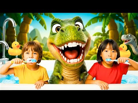 Brush Your Teeth with T‑Rex | Educational Tooth Brush Song for Kids Toddlers Preschoolers