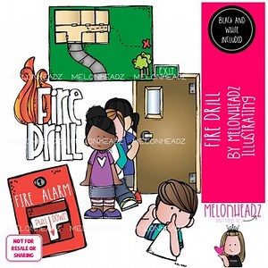 Fire Drill clip art, School Safety clip art, Fire Alarm clip art Mini