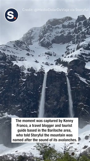24K views · 118 reactions | Dramatic video posted on April 23 shows a small but powerful avalanche making a thunderous sound as it barreled down an appropriately named mountain, Cerro Tronador, which translates to English as “thundering hill,” near Bariloche, Argentina. | storyful | Facebook