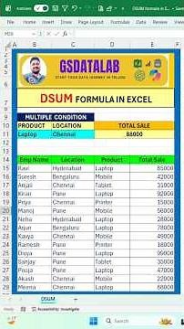 DSUM Formula in Excel Explained in 30 Seconds