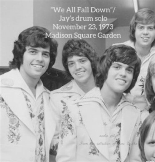 Live concert audio of “We All Fall Down”/Jay’s drum solo extracted from a cassette tape of the concert at Madison Square Garden on 11/23/73. The drum solo is integrated into the song, but the individual beats are hard to hear because of the screaming girls. You can forward through it to get to the end of the song, which is different from the recorded version. | Osmond Journey