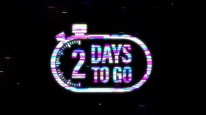 2 Days to go. Countdown timer. Clock glitch icon. Time icon. Count time sale. Motion graphics.