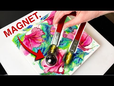 I made a painting using MAGNETS. Here’s how… | AB Creative Acrylic Pouring