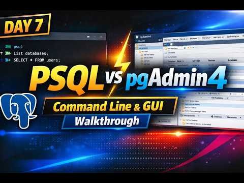 📚PostgreSQL Tutorial for Beginners – Day 7 | 📈psql Commands & 🎯pgAdmin4 Walkthrough🔎 #postgresql