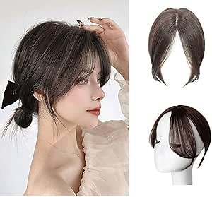 Clip in Bangs - 100% Human Hair Bangs Clip in Hair Extensions, 11 Inches Hair Toppers Hair Pieces for Women Bangs Hair Clip, for Women with Thinning Hair Top Hairpieces (Color : Light Brown)
