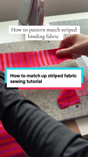 Sewing tutorial - how to match up striped binding fabric! I love using striped fabrics for quilt binding and taking this extra quick step to match up the stripes is always worth it! #quiltingtutorials #sewingtutorial #sewingtutorial #howtosew #sewing