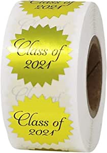 Class of 2021 Stickers Graduation Envelope Seals Metallic Gold 1 Inch 500 Adhesive Labels