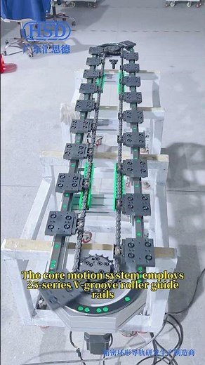 Custom 20-station automated curved guide rail conveyor system, Chain drive ring conveyor equipment