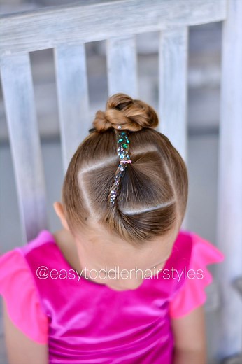 Tumbling and sports hairstyle. Twists into a twisted bun. | Easy Toddler Hairstyles
