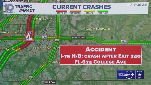 Traffic Alert: Part of road closed after crash on I-75
