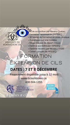 𝑫𝒆𝒗𝒆𝒏𝒆𝒛 𝒖𝒏𝒆 𝒆𝒙𝒑𝒆𝒓𝒕𝒆 𝒆𝒏 𝒆𝒙𝒕𝒆𝒏𝒔𝒊𝒐𝒏𝒔 𝒅𝒆 𝒄𝒊𝒍𝒔 𝒂𝒗𝒆𝒄 𝒏𝒐𝒕𝒓𝒆 𝒏𝒐𝒖𝒗𝒆𝒍𝒍𝒆 𝒇𝒐𝒓𝒎𝒂𝒕𝒊𝒐𝒏 𝟐𝟎𝟐𝟒 📘 Maîtriser l’art de la pose d’extensions de cils et offrez un service recherché et lucratif ? 🔎 𝑁𝑜𝑡𝑟𝑒 𝑓𝑜𝑟𝑚𝑎𝑡𝑖𝑜𝑛 𝑐𝑜𝑚𝑝𝑙𝑒̀𝑡𝑒 𝑣𝑜𝑢𝑠 𝑑𝑜𝑛𝑛𝑒 𝑡𝑜𝑢𝑡𝑒𝑠 𝑙𝑒𝑠 𝑐𝑙𝑒́𝑠 𝑝𝑜𝑢𝑟 𝑟𝑒́𝑢𝑠𝑠𝑖𝑟 !🔑 𝘔𝘦𝘵𝘵𝘦𝘻 𝘵𝘰𝘶𝘵𝘦𝘴 𝘭𝘦𝘴 𝘤𝘩𝘢𝘯𝘤𝘦𝘴 𝘥𝘦 𝘷𝘰𝘵𝘳𝘦 𝘤𝘰̂𝘵𝘦́ 𝘦𝘵 𝘤𝘩𝘰𝘪𝘴𝘪𝘴𝘴𝘦𝘻 𝘶𝘯𝘦 𝘧𝘰𝘳𝘮𝘢𝘵𝘪𝘰𝘯 Accré