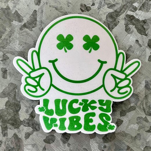 Lucky Vibes Peace Smiley Sticker - 3” Waterproof Vinyl Decal - Etsy