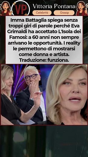 Imma Battaglia su Eva Grimaldi all'Isola: "A 60 anni non sempre arrivano le opportunità"