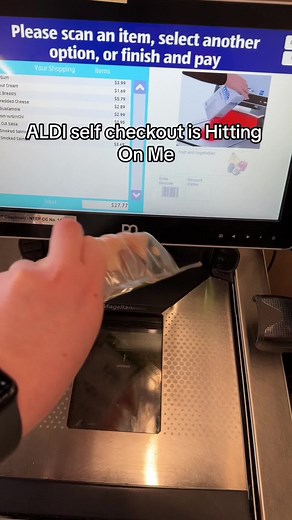 Organic Chicken and Bananas at Aldi Self-Checkout