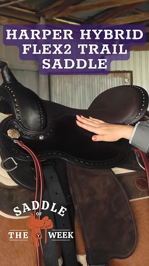 The Harper Hybrid Flex2 Trail Saddle is our Saddle of the Week! 🌳🐎🌳 The Harper Hybrid Trail Saddle is made of walnut leather and the seat jockeys have the oil tanning lining, giving it that soft feeling. What sets this saddle apart from the others is its fender and skirt that takes some weight from the saddle, made with Cordora lined with suede. It is built on the Flex2 tree which gives it a moderate feeling for all day comfort, available in regular, wide, and extra wide fits. Ride in comfort
