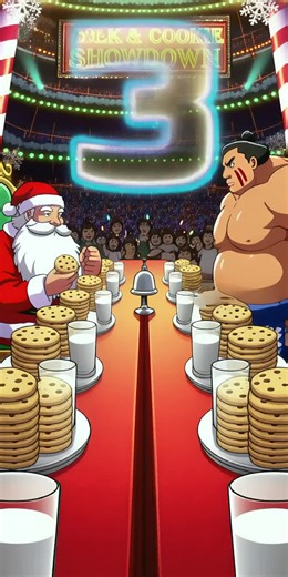 Santa vs sumo cookie eating challenge #SantaVsSumo #CookieEatingChallenge #HolidayShowdown #FestiveFun #ChristmasChaos