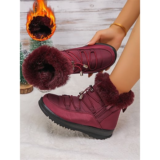 Lace-Up Winter Boots with Zipper and Adjustable Laces, Available in Multiple Colors 2025