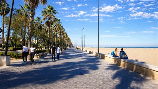 Ένας γραφικός περίπατος στην παραλία της Βαλένθιας, Ισπανία (4K)