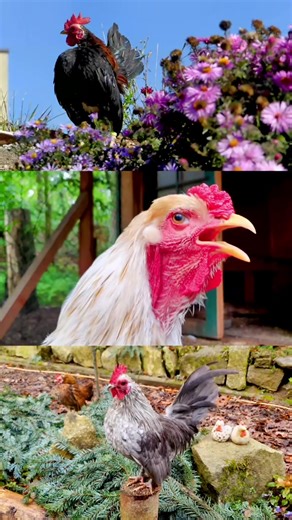 Crowing Rooster Sounds Compilation for Backyard Poultry Rooster Pet Videos