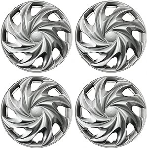 Wheel Cover for Iron Rim,15 inch Wheel Covers Set of 4, Plastic Rims Cover Compatible/Replacement Plastic Wheel Cover Automotive Wheel Tire Covers Accessories (Sliver Tornado Style, 15 inch)