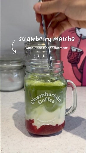 Homemade strawberry matcha (without the equipment) 🍓🍓 #matcha