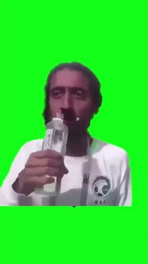 Man shaking while drinking water Meme green screen