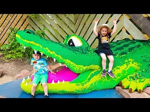 Gaby and Alex pretend play at the amusement park