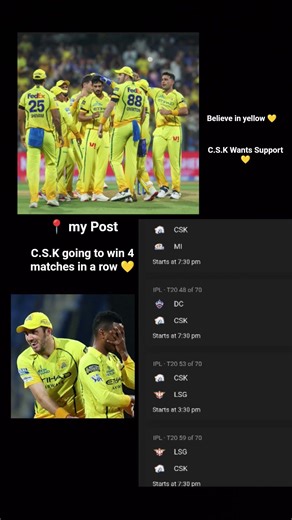 channai super Kings comeback loading 💛 believe in yellow 💛 #india #ipl #captioncool