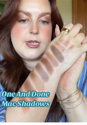 Swatches of my favourite one-and-done shadows from @M·A·C Cosmetics 🤍 All That Glitters Sweet Heat Havana Sable Mulch Satin Taupe Woodwinked Tempting Texture #maccosmetics #maceyeshadow #oneanddoneeyeshadow #easyeyeshadow #eyeshadowswatches