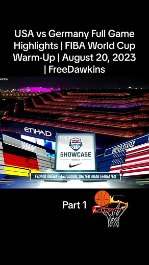 Part 1: USA vs Germany Full Game Highlights | FIBA World Cup Warm-Up | August 20, 2023 | FreeDawkins #basketball
