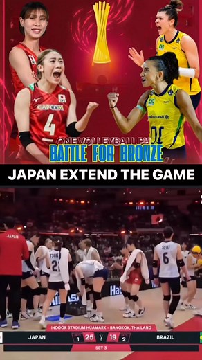 Japan takes set 3 to extend the match against brazil for the battle for bronze in the FIVB womens world championships 2025 🏐 #VolleyballWorldChampionship #WWCH #volleyball #Thailand2025 | Jose Jago Page