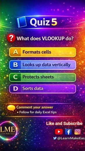 Excel Quiz 5 | #shorts #shortsvideo #shortsfeed #learnexcel #exceltips #dataskills