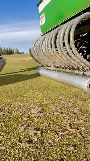 Dryject Aeration. Forces new sand into the greens with minimal disruption, followed by cleanup and ready immediate play! #SpringbankLinks #TurfCare | Springbank Links Golf Course