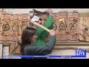 Sheila Watko learns the art of axe and knife-throwing from world champion