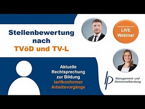 Webinar "Stellenbewertung nach TVöD und TV-L" der B & P Management- und Kommunalberatung GmbH