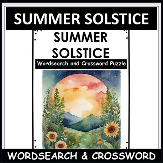 Summer Solstice Puzzles | Word Search Crossword | Middle School | June Worksheets - Etsy