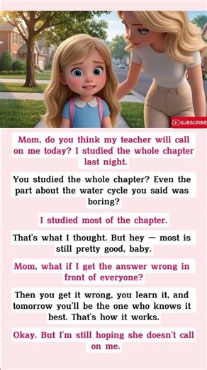 Easy English Conversation for Beginners l Mother takes her Child to School.