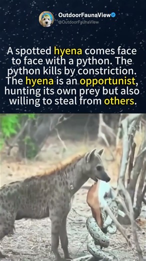 Hyena vs Python: Battle Between Two Opportunists 🐍#Hyena #Python#foryou #fyp #animals #funny