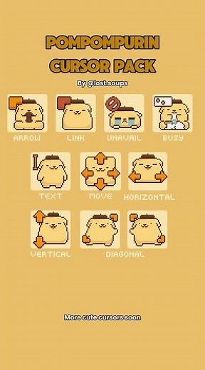 Pompompurin Animated Cursor for Desktop ✨ Pixel Art #shorts