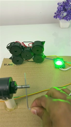 Using a Gear Motor to Power 12V LEDs and Buzzers #dcmotor #schoolproject #diy #yourubeshorts